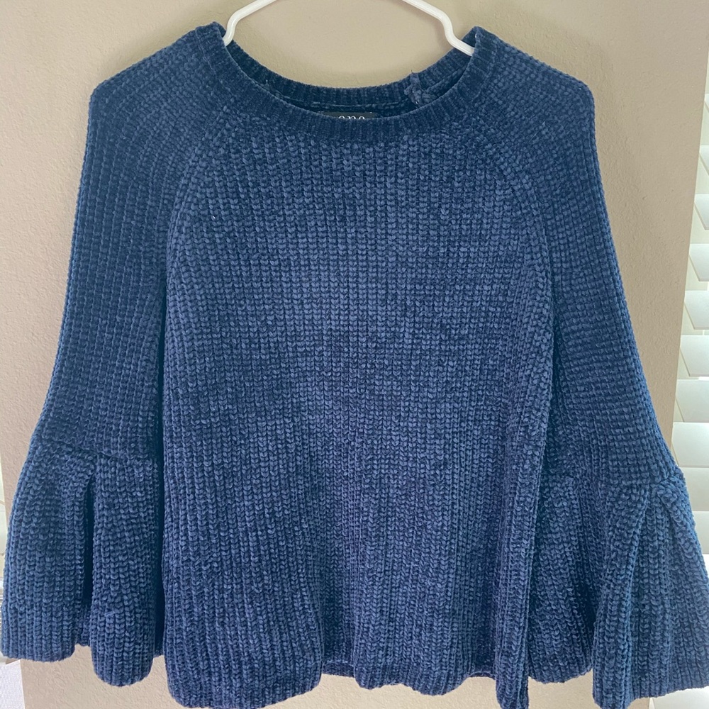 a.n.a navy blue chenille knit sweater